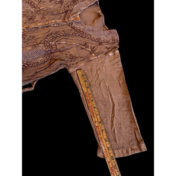 VTG Embroidered Maxi Dress  Free Size Button Front Rayon Tie Fringe Boho Cottage - Picture 6 of 13